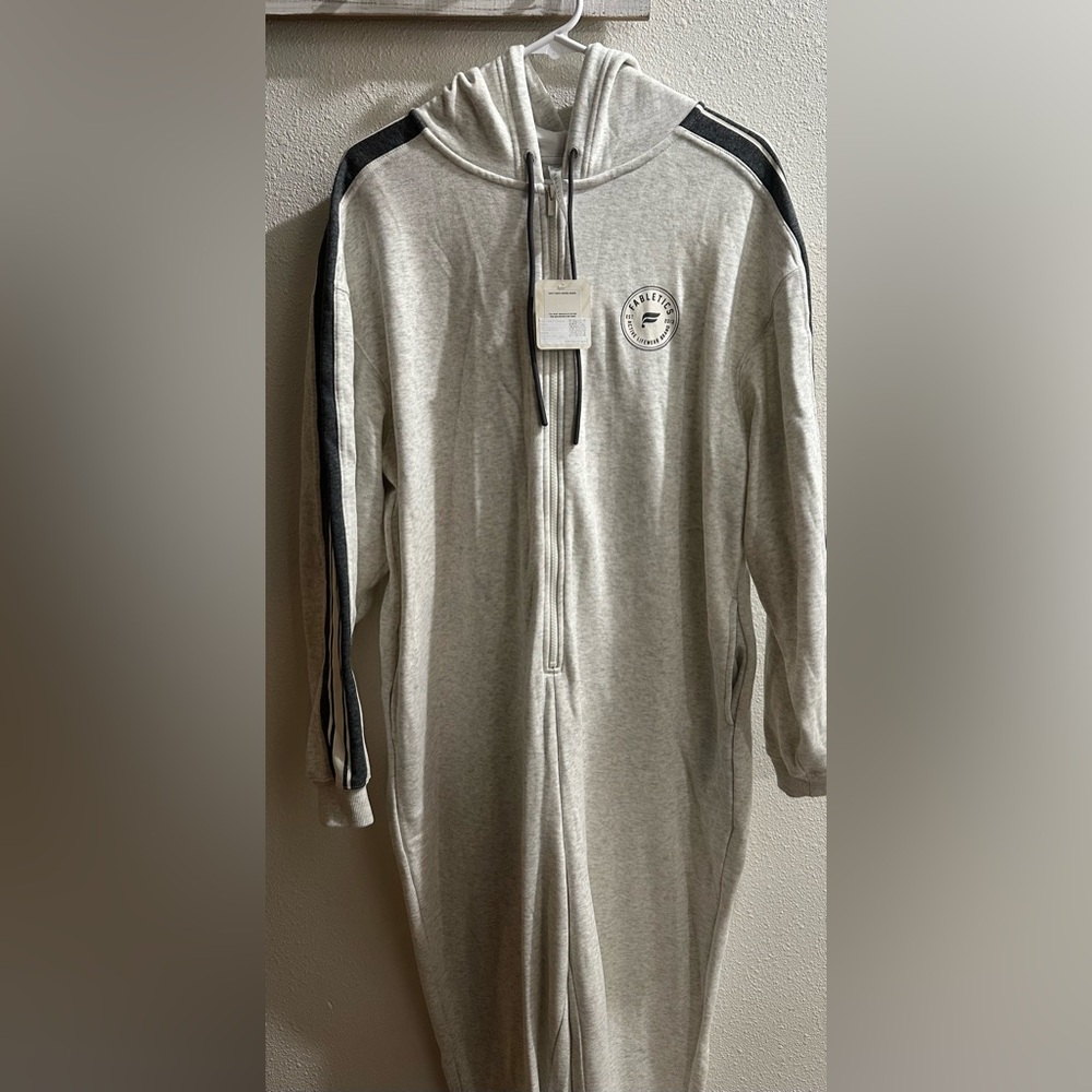 Fabletics Women’s Fleece One Piece Hooded Jumpsuit Onesie size L - NWT
